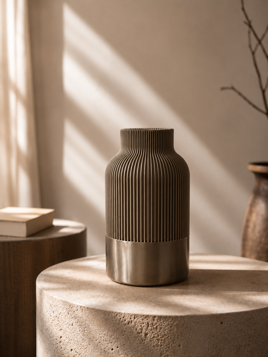 Modern Çizgili Dekoratif Vazo – Minimal & Lüks Ev - İş Dekoru