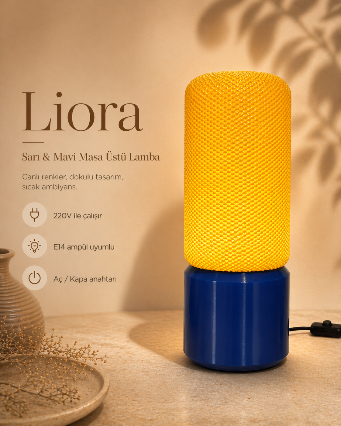 Liora Dokulu Masa Üstü Lamba