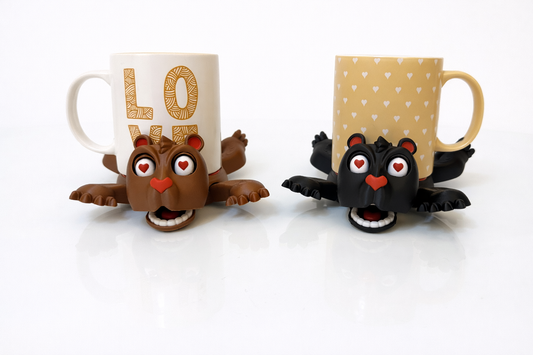 🐻❤️ Aşık Ayıcık Bardak Tutucu Seti (Siyah & Kahverengi)