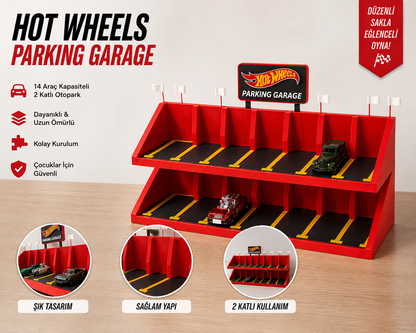 Parking Garage – 14 Araç Kapasiteli 2 Katlı Araba Otopark Standı | Düzenleyici ve Sergileme Rafı