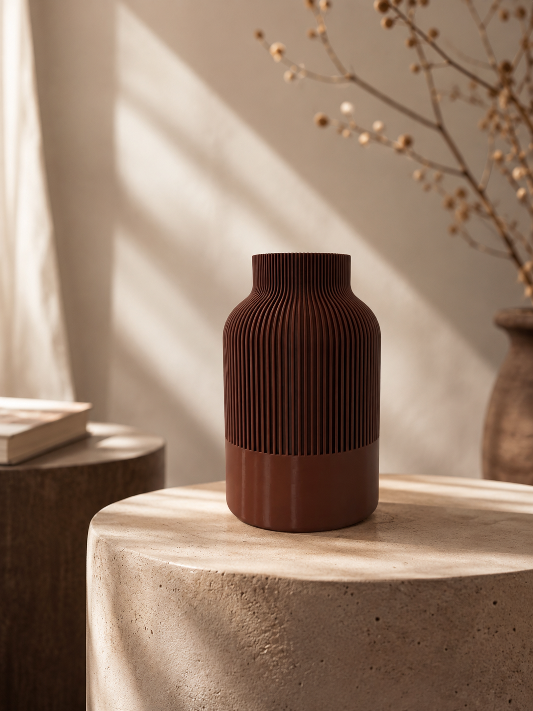 Modern Çizgili Dekoratif Vazo – Minimal & Lüks Ev - İş Dekoru