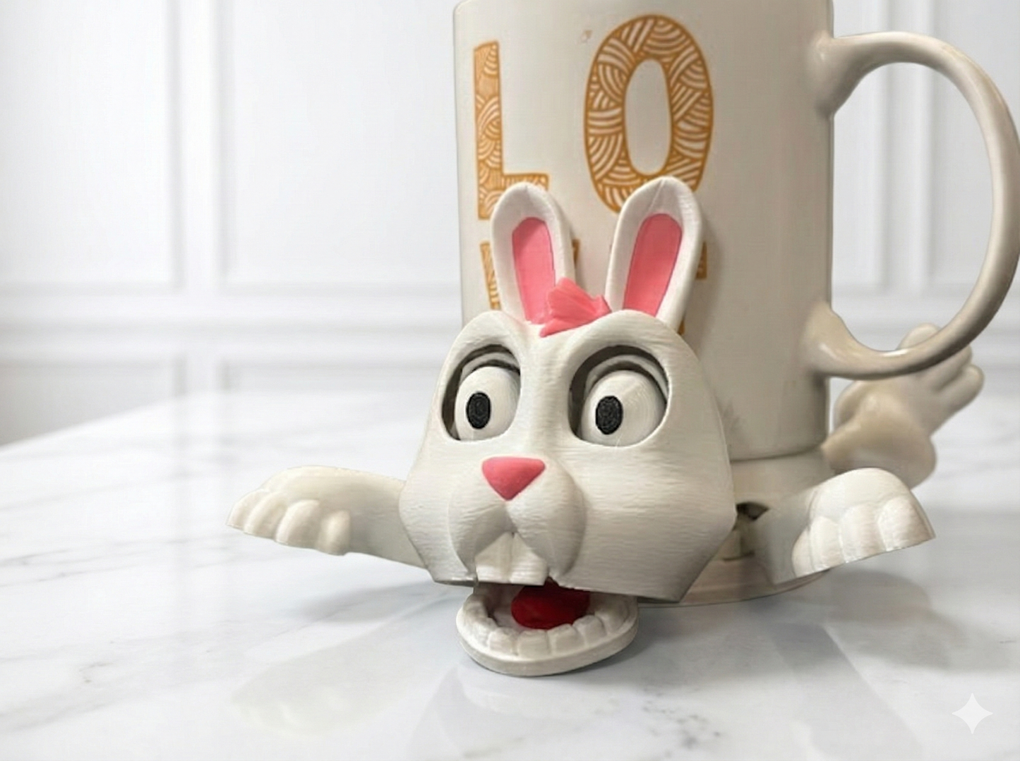 Sevimli Tavşan Figürüyle Renkli Bardak Tutucu - Eğlenceli ve Şık