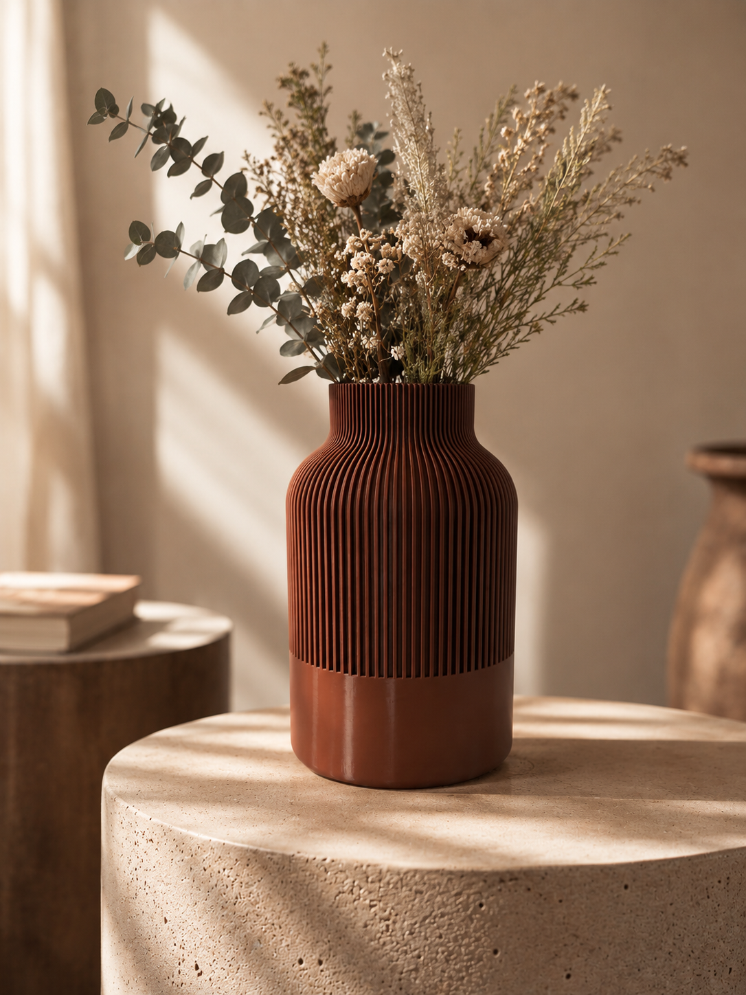 Modern Çizgili Dekoratif Vazo – Minimal & Lüks Ev - İş Dekoru