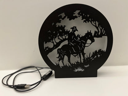 RDR Kovboy Temalı Masa Lambası - USB LED Aydınlatma — Yan Açı | ESL Dekor