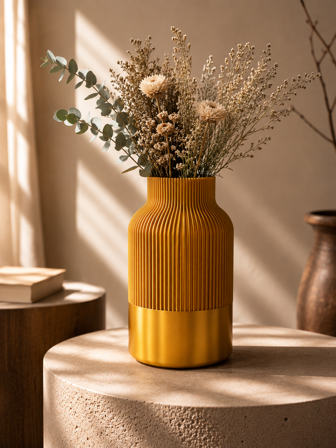 Modern Çizgili Dekoratif Vazo – Minimal & Lüks Ev - İş Dekoru