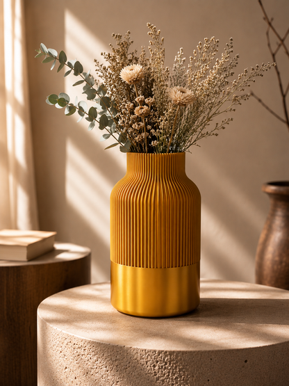 Modern Çizgili Dekoratif Vazo – Minimal & Lüks Ev - İş Dekoru