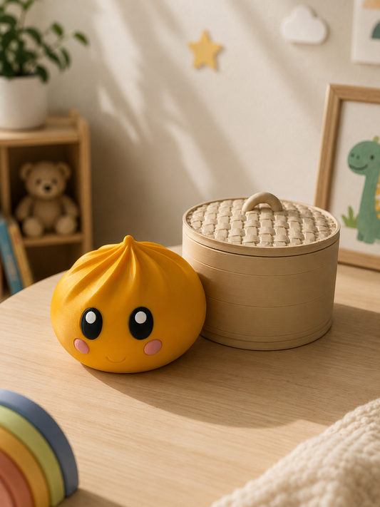 🥟 Squishy Bao Bun – Sevimli Dekoratif Figür | Özel Saklama Kutulu