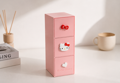 Pembe 3 Çekmeceli Organizer | Masaüstü Düzenleyici Takı ve Aksesuar Saklama Kutusu