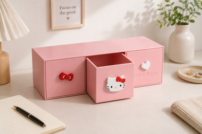 Pembe 3 Çekmeceli Organizer | Masaüstü Düzenleyici Takı ve Aksesuar Saklama Kutusu